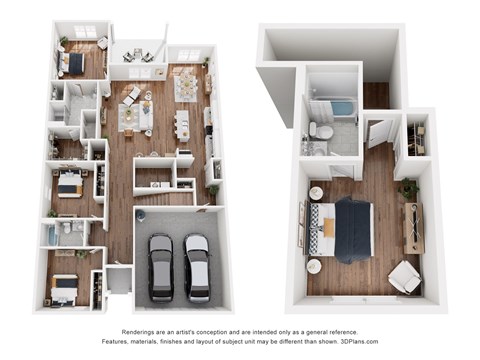 Floor plan for 4 beds, 3 baths, 2227 sqft